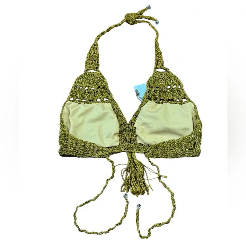 ALIX PINHO***Gold Handmade Halterneck Cropped Top***Small $285 - Picture 3 of 3